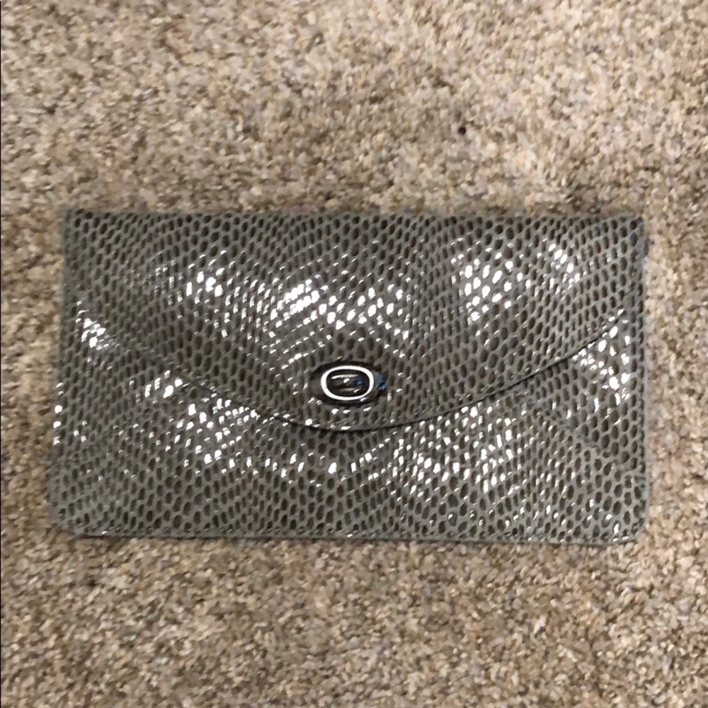 Faux snake skin clutch